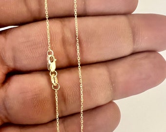 Cadena de oro auténtico de 10 quilates - Delicada cadena de oro amarillo de 10 quilates - Collar fino y delicado de 1,0 mm