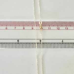 May include: A silver chain necklace with a gold clasp. The chain is approximately 11 inches long.