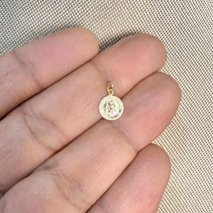 14K Real Yellow Gold Saint Christopher Medal-14k Tiny Mini Dainty Traveler Protection Charm Pendant