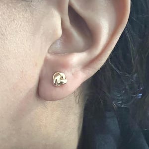 10K Gold Love Knot Earrings - Real 10K Yellow Gold Love Knot Stud - 10K Real Gold Small Dainty 7mm Knot Stud Earrings