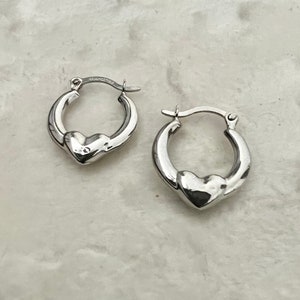 10k Solid Yellow Gold Love Heart Hoop Earrings 16x13mm Wide 2mm Thick 4 Grams Hoop Earring For Women