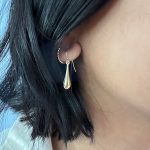 10K Yellow Gold Teardrop Dangle Earrings -Real 10K Yellow Gold Dangle Earrings for Women -French Hook Lightweight 1.00&quot; Drop Earrings Dangle