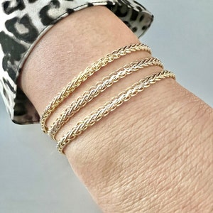 10K Gold TwoTone 3.6mm Wide Weaved Bracelet -Two-tone gold bracele, TwoTone Yellow White Gold Bracelet -10K Gold Weaved Lite 7.25&quot; Bracelet