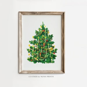 Impresión de árbol de Navidad vintage / Arte de pared antiguo / Decoración retro del hogar de invierno / Linda obra de arte instantánea nostálgica / Descarga digital imprimible