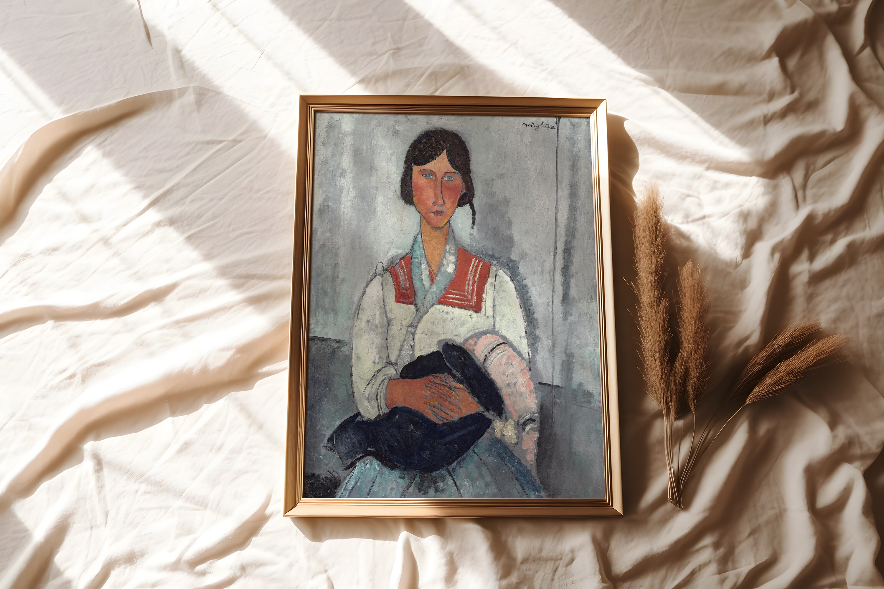 Mother And Baby Oil Painting Amedeo Modigliani Print Antique mother-and-baby-oil-painting-amedeo-modigliani-print-antique