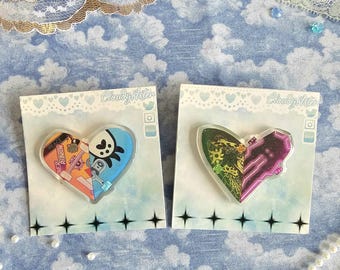 Sk8 Board Heart Pins - Matchablossom & Renga