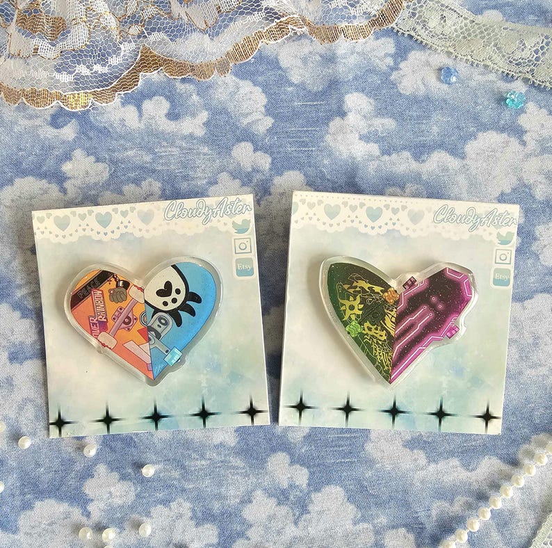 Sk8 Board Heart Pins - Matchablossom & Renga - Etsy