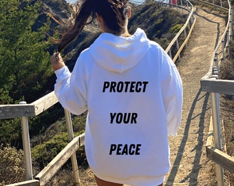 Bescherm uw vrede - Terug | trendy dames hoodie, trendy sweatshirt, vsco hoodie, schattige hoodies, oversized hoody, tumblr hoodie, positiviteit