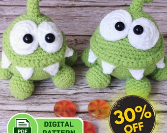 Om-Nom the Candy loving monster from the game "cut the rope" - a crochet pattern