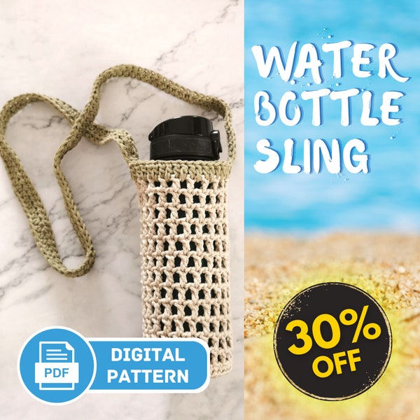 Crochet Water Bottle Sling- digital pattern - PDF file for Water Bottle Carrier