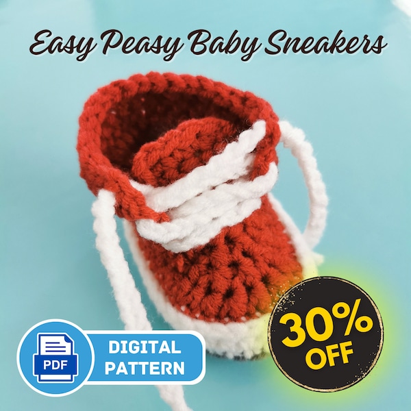 Crochet Easy Peasy Baby Sneakers digital pattern - PDF file