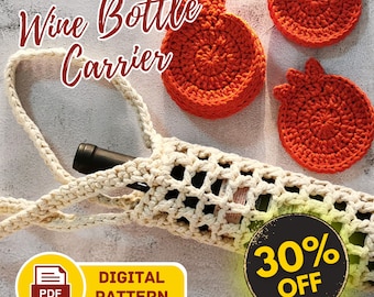 Patrón digital para portabotellas de vino a crochet (archivo PDF)