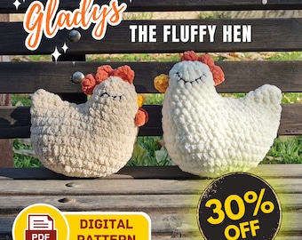 Patrón de gallina esponjosa a crochet: Pollo Amigurumi de peluche (Descarga digital)
