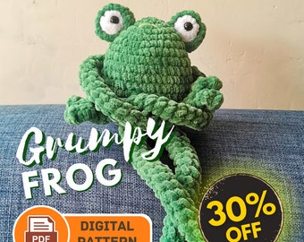 Patrón de crochet de rana gruñona: hilo de terciopelo, ideal para principiantes (descarga digital)