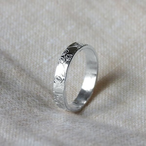 Sweet Pea Band - Flower Band Ring - Band Ring - Sterling Silver Band - Gold Band - Flat Band Rings - Gift for Her