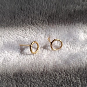 Tiny Circle Earrings - Open Round Circle Stud Earrings - Gold Studs - Circle Sparkle Studs - 14k Gold Filled - Minimalist Jewelry - Gift