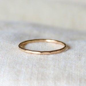 Hammered Ring - Thin Hammered Ring - Minimalist Ring - Gold Ring - Sterling Silver - Stacking Ring for Pinky Ring, Midi Ring, Knuckle Ring