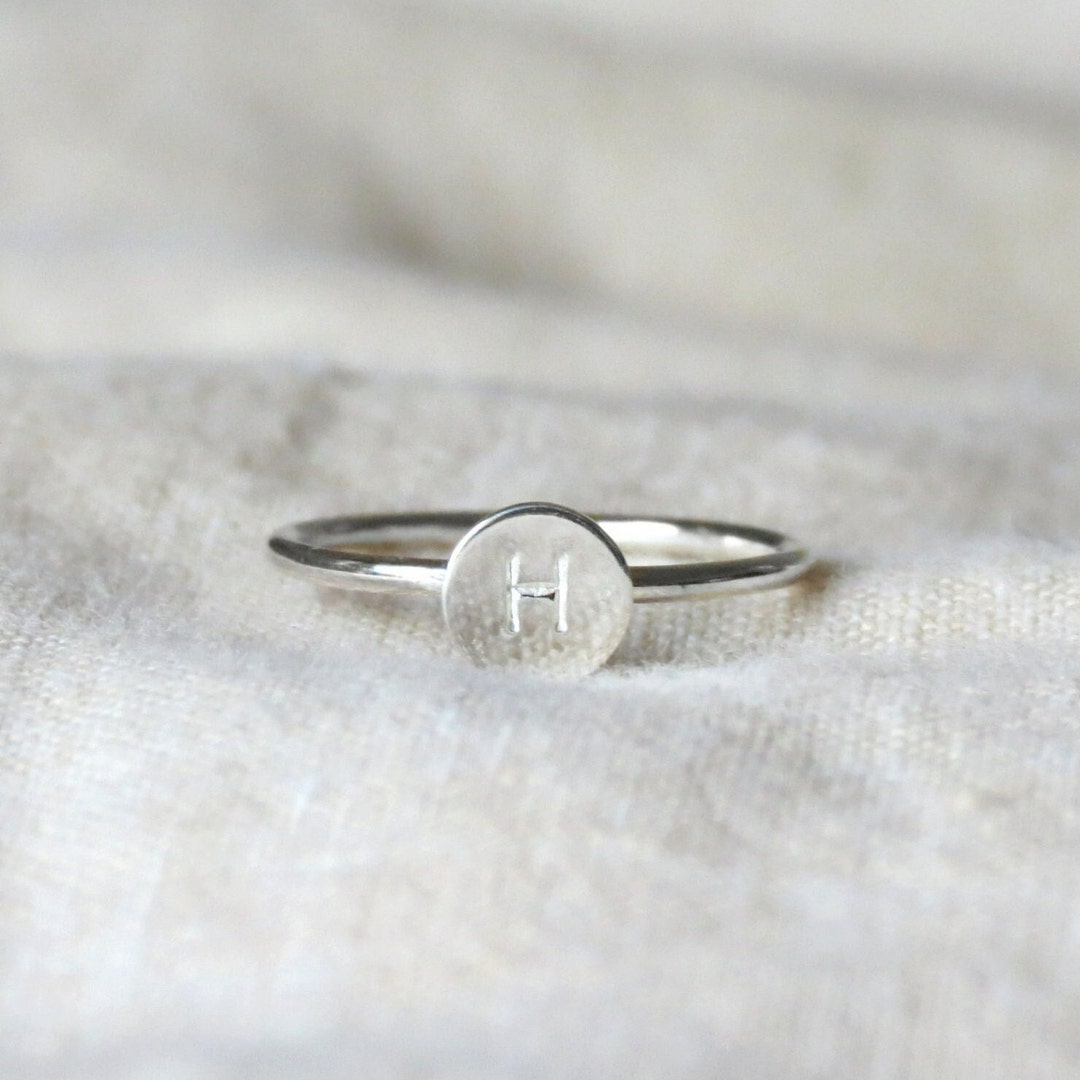 Personalized Initial Ring: Sterling Silver, Gold Filled, Dainty Ring - Etsy