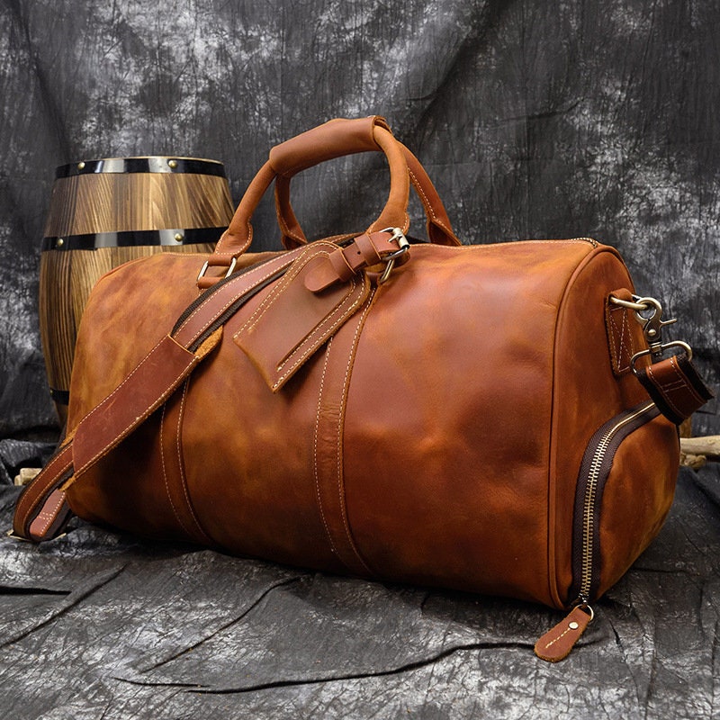 Groomsman Gift Duffle Handmade Full Grain Leather Travel Bag - Etsy