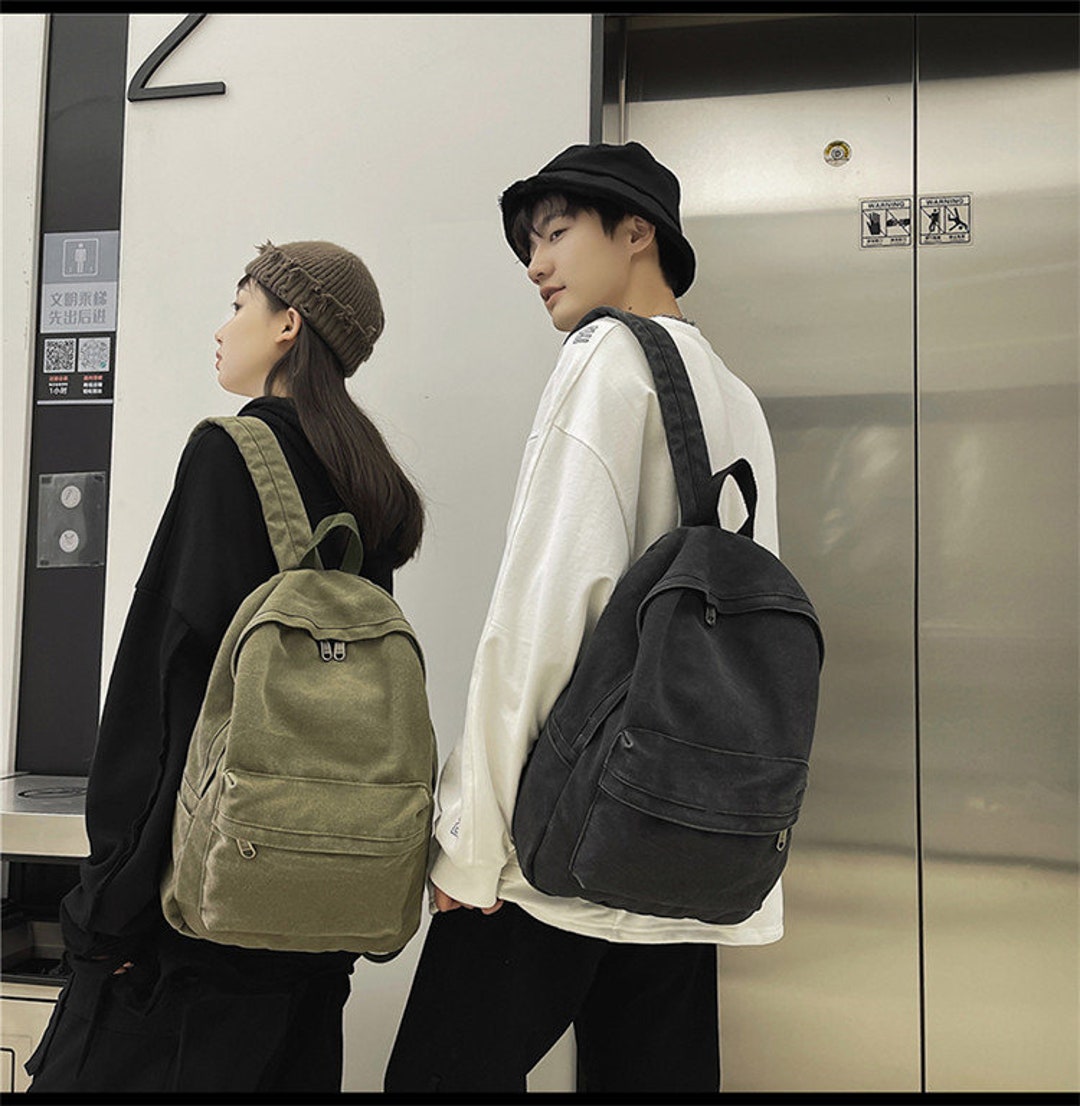 Top Quality Casual Men's Cool Backpack Fashion Canvas Students School  Shoulder Bag Laptop Rucksack Large Travel Backpacks korean