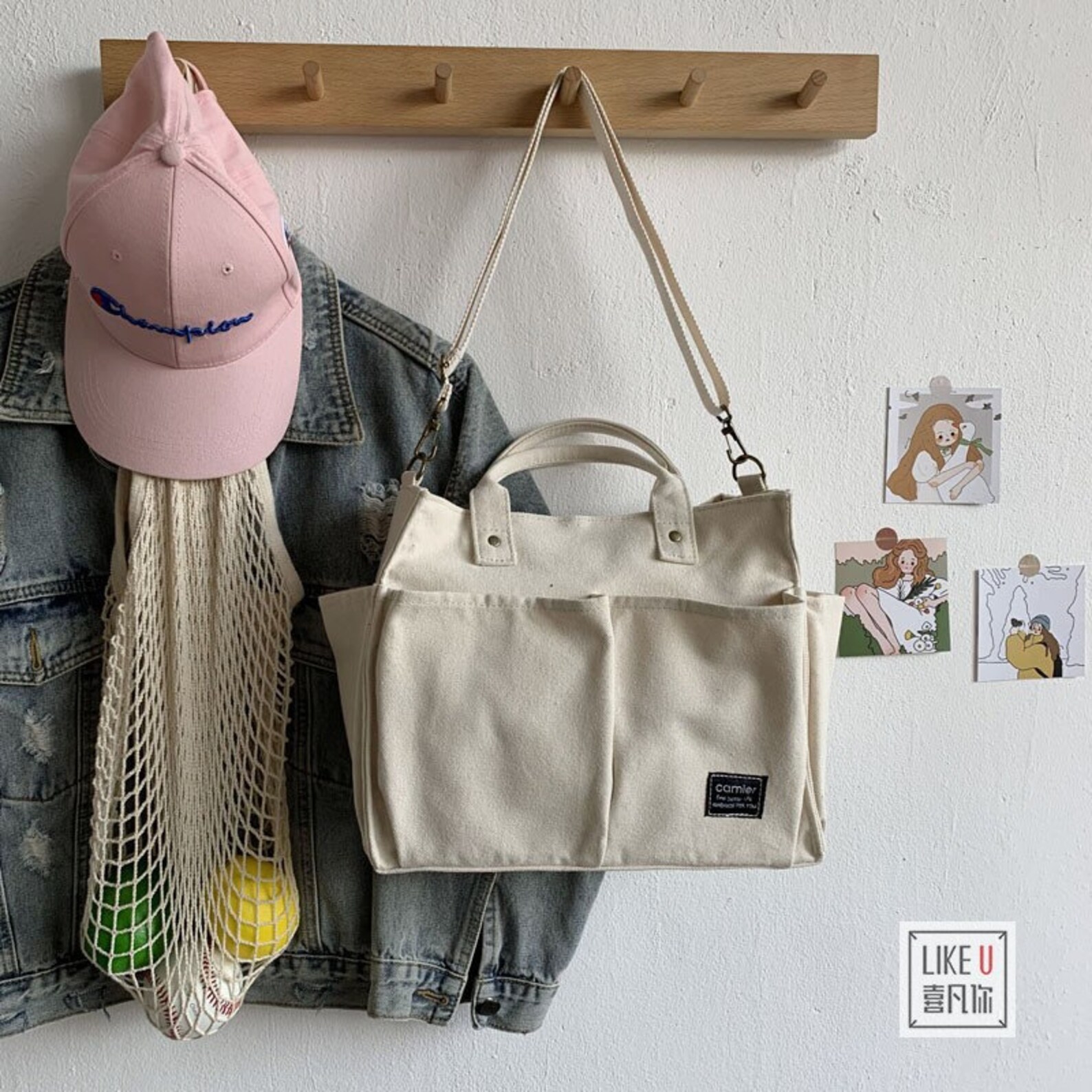 Multi-pockets Japanese-style Thickened Canvas Simple Student - Etsy