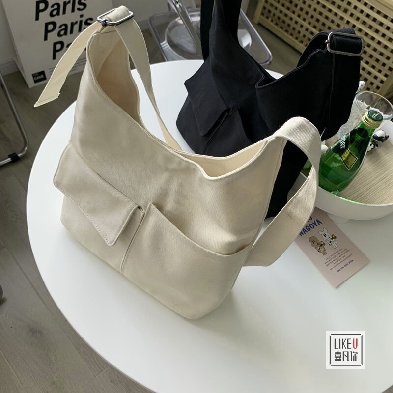 Japanese Original Multi-pocket Tote Canvas Bag Simple and - Etsy
