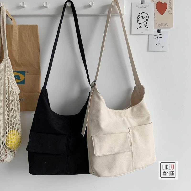 Japanese Original Multi-pocket Tote Canvas Bag Simple and - Etsy