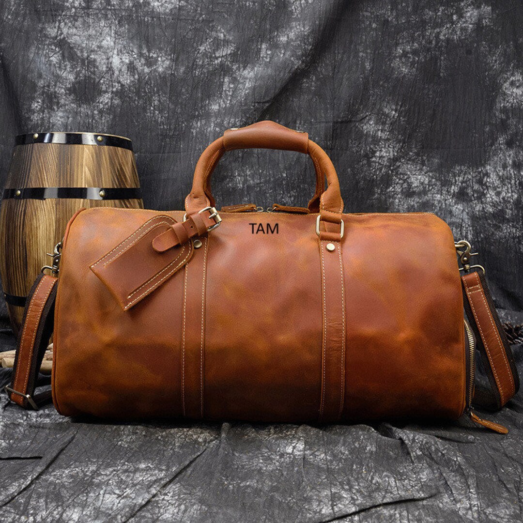 Groomsman Gift Duffle Handmade Full Grain Leather Travel Bag - Etsy