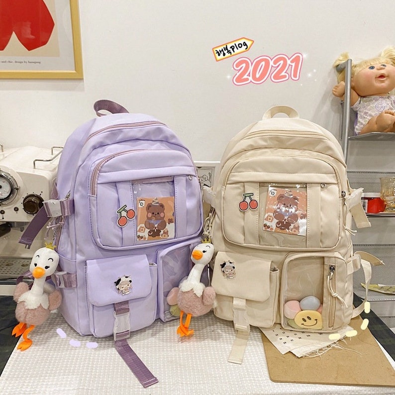 Korean Kawaii Cute Large Capacity Student Backpacks / School Backpacks / Laptop Backpack / Daily backpack / Ita Backpack / Everyday Backpack 