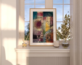 Impression abstraite Paul Klee - Art mural coloré sans titre Bauhaus, affiche moderniste en téléchargement numérique, décoration géométrique Mid-Century
