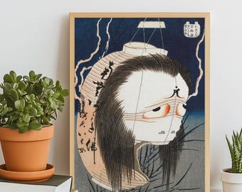 Hokusai The Lantern Ghost Print – Vintage Japanese Yokai Art, Edo Period Digital Download, Spooky Ukiyo-e Wall Decor