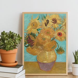 Van Gogh 12 Sunflowers Printable Wall Art – Famous Floral Painting Digital Download, Vintage Home Decor, Instant Art Print for Framing