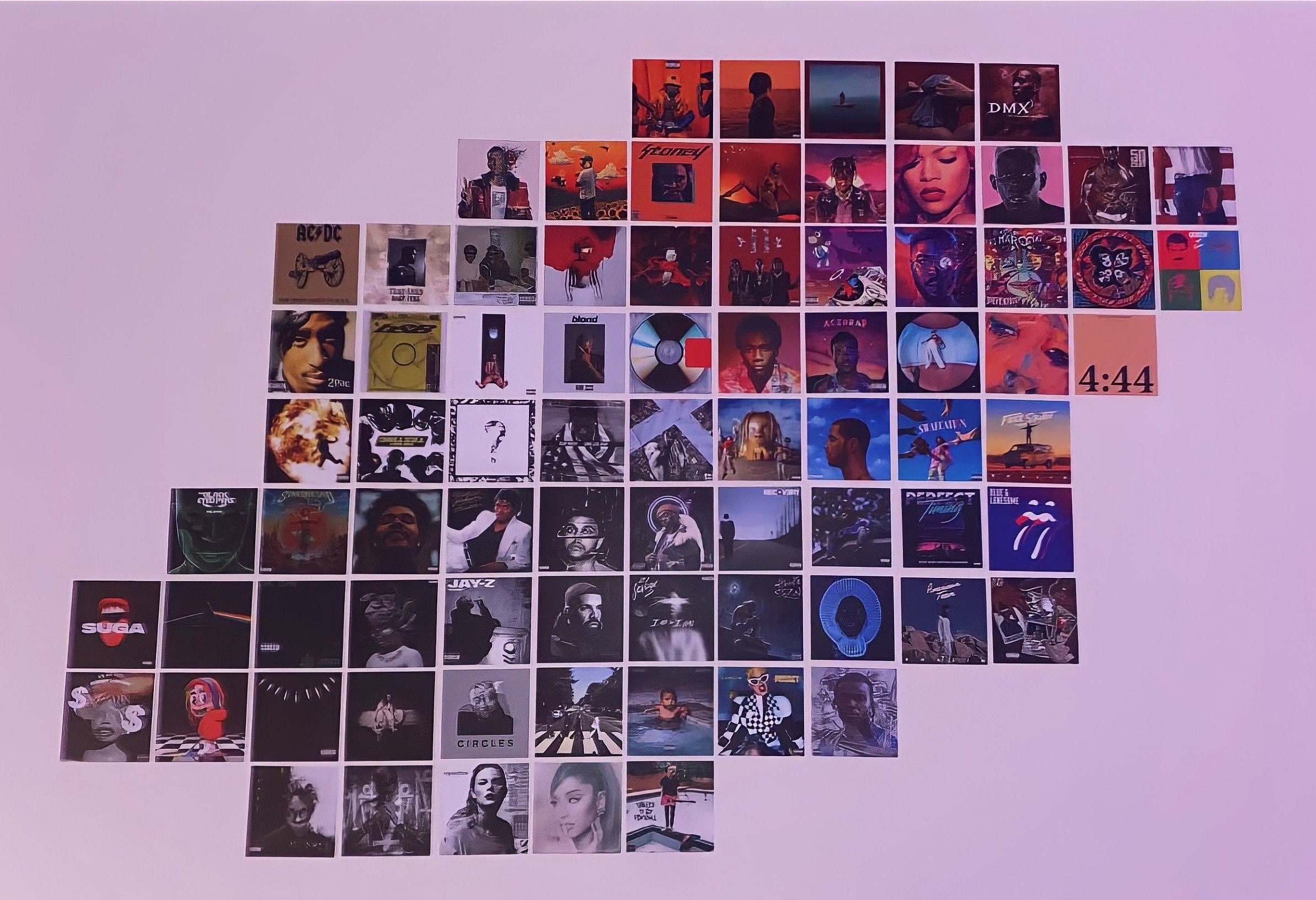 Set of 96 Unique Album Covers - Wall Collage Kit | Decoration HIP-HOP | Rap  | Music Bands | Posters Measure 6x6 inches | Printed on GLOSS Paper | Set