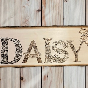 Sunflower Name Wood Burning, Custom Sign, Wood-burning Custom Sign, Name Sign Custom Wood Sign, Name Art Decor, Wood burning Art Decor,