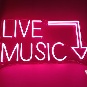 Live Music LED Neon Light Signs for Room,Hanging w/ Different Custom Size&Color Neon Signs,Living Room,Gaming,Cafe glow,personalized gifts