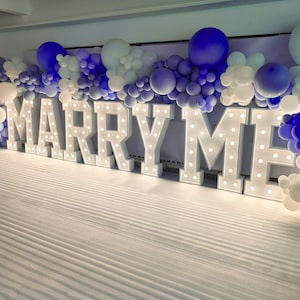Cásate conmigo carta iluminada, letra de marquesina de número gigante iluminada, decoración de luz de marquesina de boda, decoración de fiesta de aniversario, regalo de cumpleaños personalizado