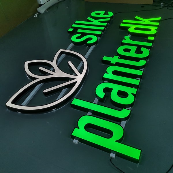 Custom Acrylic Logo,Stainless Steel Channel Letter Sign,Front Light Letters,LED Lightbox,Back Light Number,Waterproof Commercial Billboard