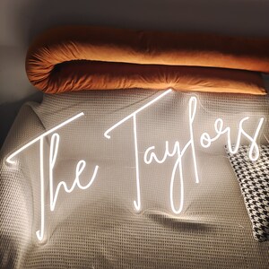 Letrero de neón personalizado, letrero con nombre de familia, decoración de neón para bodas, luz de neón LED, neón con nombre hecho a mano, decoración de neón para el hogar, regalo para ella