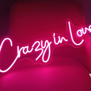 Crazy In Love LED Neon Light Signs for Wedding,Valentines,Room,Hanging w/ Different Custom Size&Color Neon Signs,personalized gifts,colored