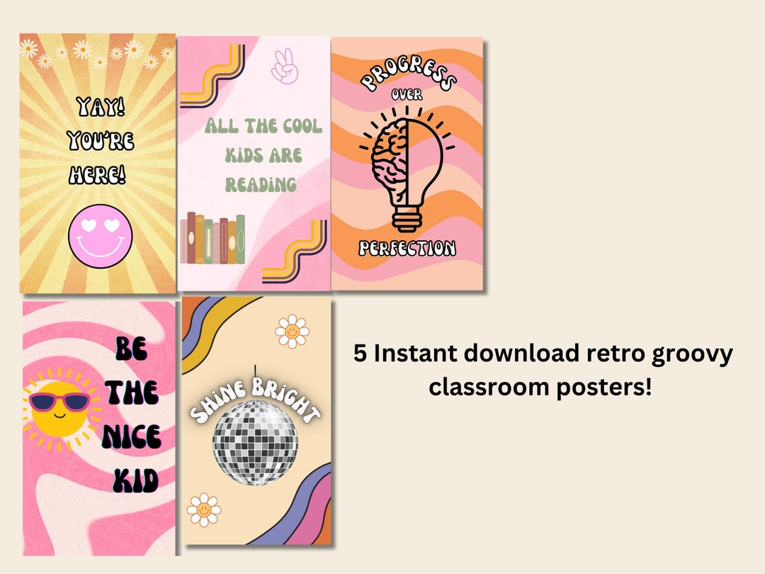 Groovy Retro Classroom Posters , Inspirational, Motivational, Growth ...