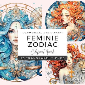 12 Horoscope Clip Art Bundle | Watercolor Zodiac Sign PNG | Astrology Signs PNG | Libra Png| Aries Png | Virgo Png | Astrology PNG | ZC01