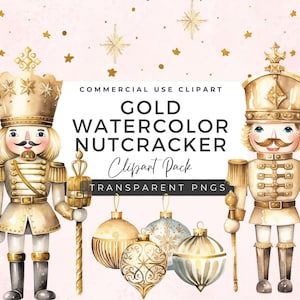 Gold Nutcracker Christmas Clipart Bundle | Gold Christmas Sublimation | Winter Clipart | Holiday Clipart | Junk Journal | Invitations | CC01