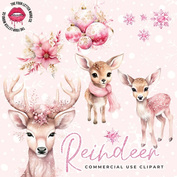 Baby Deer Watercolor Clipart Bundle | Woodland Animals Clipart | Watercolor Winter Clipart | Holiday Clipart | Christmas Clipart | CC01