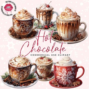 Christmas Hot Chocolate Clipart Bundle | Winter Junk Journal | Hot Cocoa Clipart | Watercolor Hot Chocolate Clipart | Holiday Clipart | CC01
