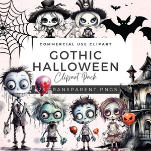 Niedliche Halloween Cliparts | Aquarell Halloween Clipart | Gruselige Clipart | Schwarze Katze PNG | Süßes oder Saures | Halloween Party Dekor | HC01