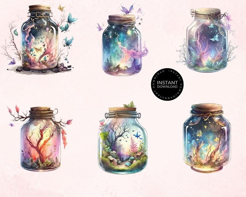 Watercolour Magical Jars Clipart | Magic Clipart | Fairy Clipart ...