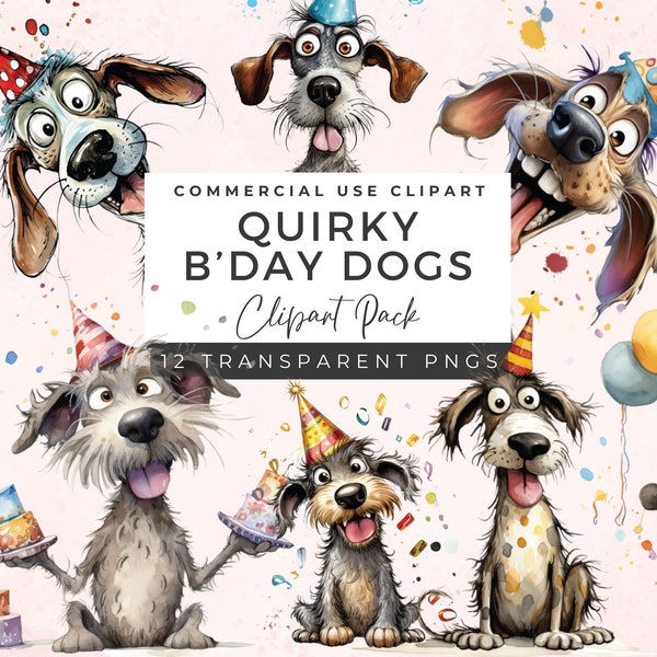 Quirky Dog Clipart Bundle | Cute Dog Clipart Images | Cute Dog Portraits Clipart | Cute Caricature Pets | Whimsical Dogs Clipart | DC01