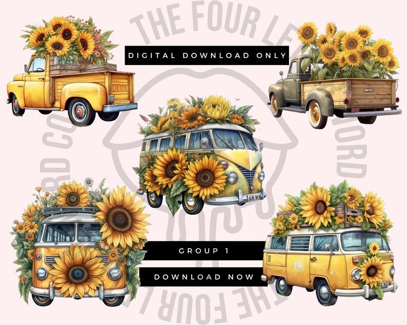 24 PNG Watercolor Sunflower Clipart Bundle | Sunflower Clipart | Boho ...