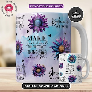 Motivational Mug Wrap | Daily Reminder Mug PNG | Mindfulness Mug PNG | Positive Affirmations Mug | 11 & 15oz Mug Sublimation Design | MM01