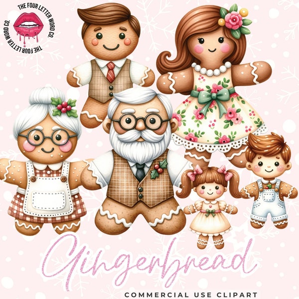 Christmas Gingerbread Family Clipart Bundle | Gingerbread PNG | My Family Clipart | Holiday Clipart | Christmas Clipart | Junk Journal | CC1